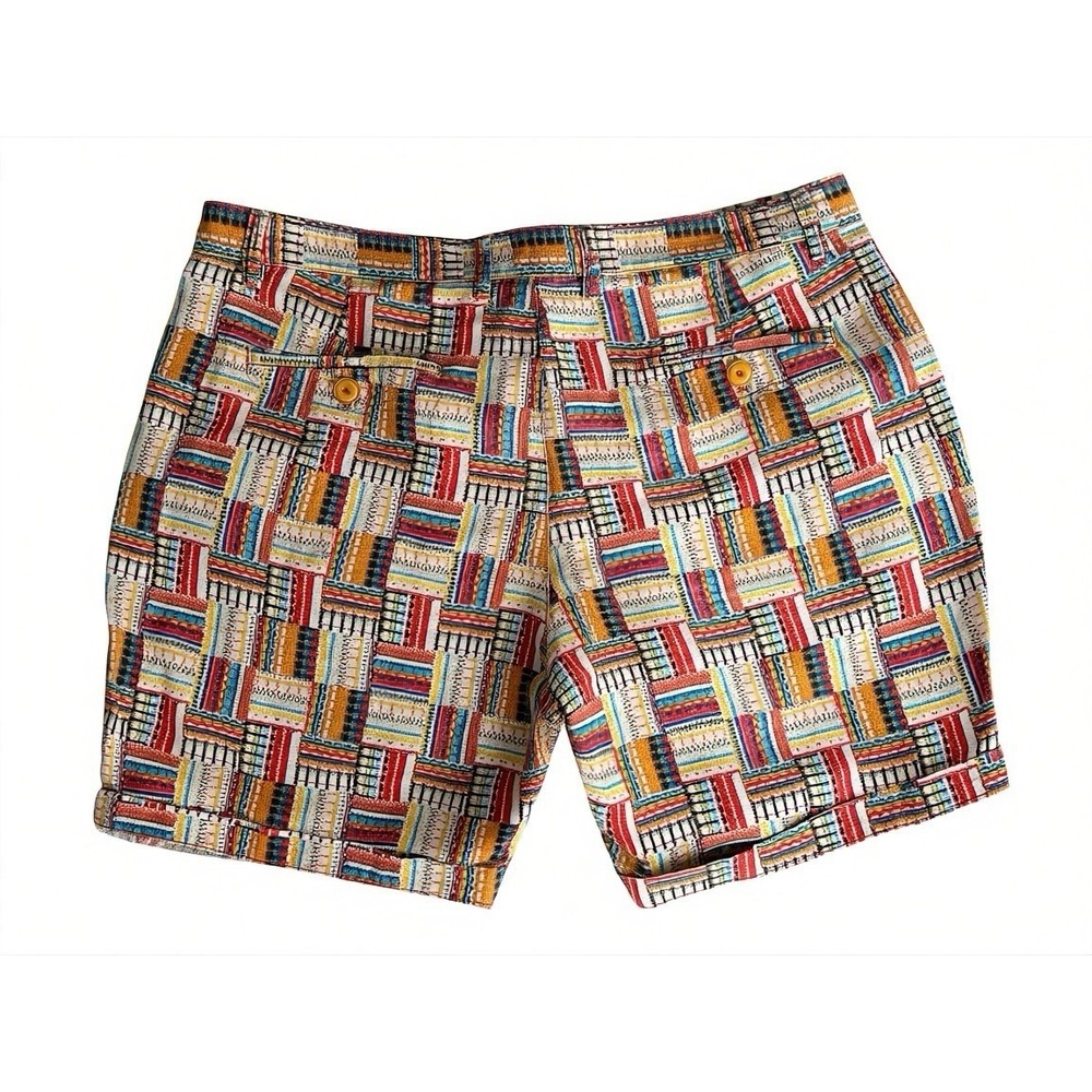 Robert Graham Classic Yates Shorts Men 38 Patchwork Print Linen Cotton Resort - Picture 3 of 15